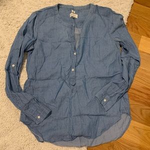 Loft chambray quarter-button top